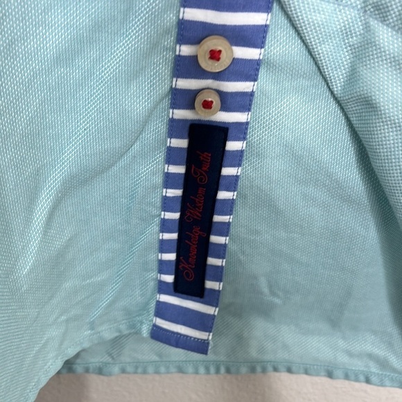 Robert Graham Teal Blue Striped Contrast Button Up Shirt Sz L - Picture 5 of 6